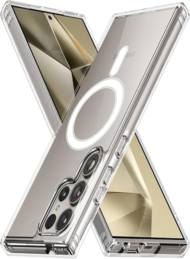 UCHUANG S24 Ultra Case Clear Cover for Samsung Galaxy S24 Ultra, with Support Ma-g-safe Charger Charging Ultra-Thin Shockproof and Transparent Non-yellowing Case for S24 Ultra 6.8 Inch (2024)